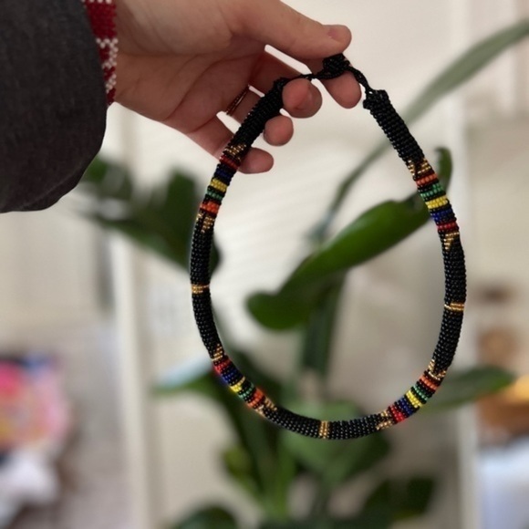 Hand beaded Zulu coil choker necklace